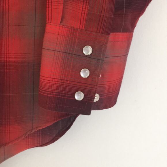 PLAINS Westernwear men's button down shirt red SIZE SMALL - Picture 7 of 12